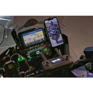 Valle on Tour Set2Q - Edelstahl Smartphone/Handy Halter Kugelflex® Querbefestigung zur Montage am Bügel