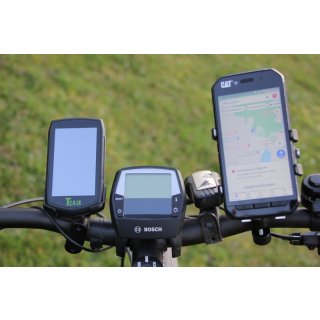 Edelstahl Smartphone Halter Querbefestigung Kugelflex® zur Montage am Bügel/Rohr Ø14-30 mm