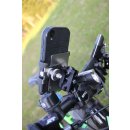 Edelstahl Smartphone Halter Querbefestigung Kugelflex® zur Montage am Bügel/Rohr Ø14-30 mm