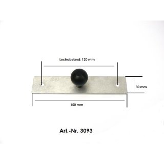 Alu-Platte Kugelflex® mit Kugel 150 x 30 x 4 mm, Lochabstand 120 mm