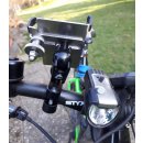 Edelstahl Smartphone Halter Querbefestigung Kugelflex® zur Montage am Bügel/Rohr Ø14-30 mm