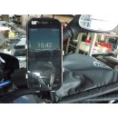 Edelstahl Handy/Smartphone Halter Querbefestigung Kugelflex® zur Montage am Spiegel