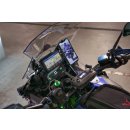 Valle on Tour Set2Q - Edelstahl Smartphone/Handy Halter Kugelflex® Querbefestigung zur Montage am Bügel 2- Breite: 75-94 mm 75