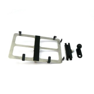 Tablethalter Edelstahl-Halterung Kugelflex® für iPad /Tablet mit Befestigung an einem 8-10 mm Gewinde 300 x 176-230 mm