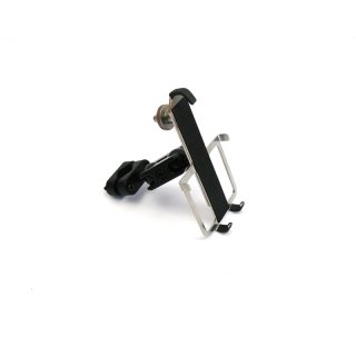 Edelstahl Smartphone/Handy Halter Kugelflex® zur Montage am Bügel / Rohr 14-30 mm 3- 84 x 140-180 mm  75