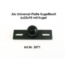 Bedienpanel / Terminal Halter Alu Kugelflex®  Starterset1 mit Anbindung Kugel 3077- Platte 80x75x5 mm, Lochbild 45-65 mm (quadratisch) f. Kuhn Rundballenpresse / Rauch M8