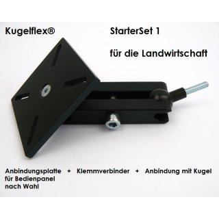 Bedienpanel / Terminal Halter Alu Kugelflex®  Starterset1 mit Anbindung Kugel 3088- Alu Platte Kugelflex®  mit Kugel f. ME Track-Guide III /Amanzone Amatron 4 ... M8