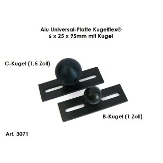 Alu Universal-Platte Kugelflex® mit Kugel 6 x 25 x 95 mm B-Kugel (1 Zoll)