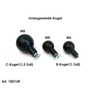 Kugel Alu Kugelflex® mit Innengewinde B-Kugel (1Zoll) M8 Gewinde
