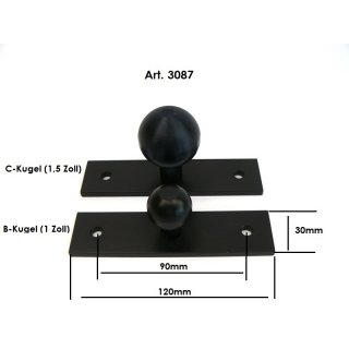 Alu-Platte Kugelflex® 120 x 30 mm, Lochbild 90mm, z.B.Pöttinger Ladewagen B-Kugel (1 Zoll)