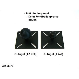 Alu-Platte Kugelflex® 80 x 75 x 5 mm, Lochbild: 45-65 mm (quadratisch)  für Rauch, Kuhn Rundballenpresse, Krone C-Kugel (1,5 Zoll)