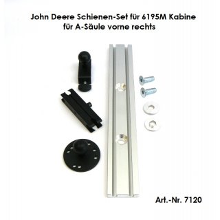 John Deere Alu Schienen-Set Kugelflex® für John Deere 6195M, M-Kabine vorne rechts 3078- Alu Halter Kugelflex®  mit Kugel für Bedienterminal Amazone/Rauch B-Kugel (1 Zoll)