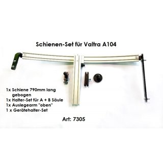 Valtra-Schienensatz Kugelflex® <<gebogen oben>> für Valtra A104 3080- Alu Platte 60x60 mm, Lochbild 40x45 mm B-Kugel (1 Zoll)