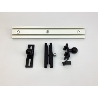 Bedienpanel /Terminal Halter Alu Kugelflex® Starterset2 mit Anbindung Schiene 3083- Stahlplatte Kugelflex® mit Kugel  für Magnet B-Kugel (1 Zoll)