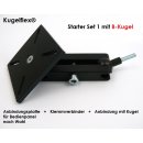 Bedienpanel / Terminal Halter Alu Kugelflex®  Starterset1 mit Anbindung Kugel 3080- Alu Platte 60x60 mm, Lochbild 45x45 mm M5
