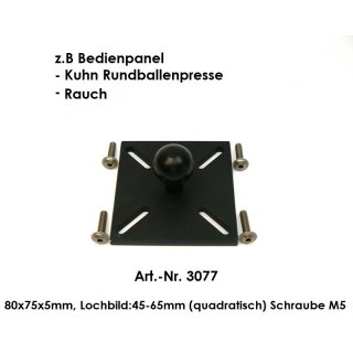 3077- Platte 80x75x5 mm, Lochbild 45-65 mm (quadratisch) f. Kuhn Rundballenpresse / Rauch