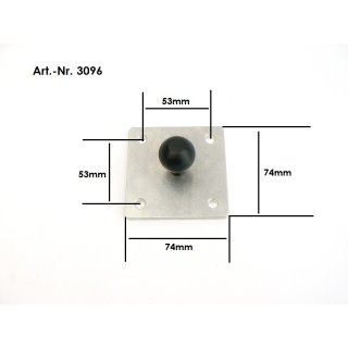 3096- Alu-Platte Kugelflex® 74 x74 x 5 mm, Lochbild 53 x53 mm